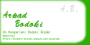 arpad bodoki business card